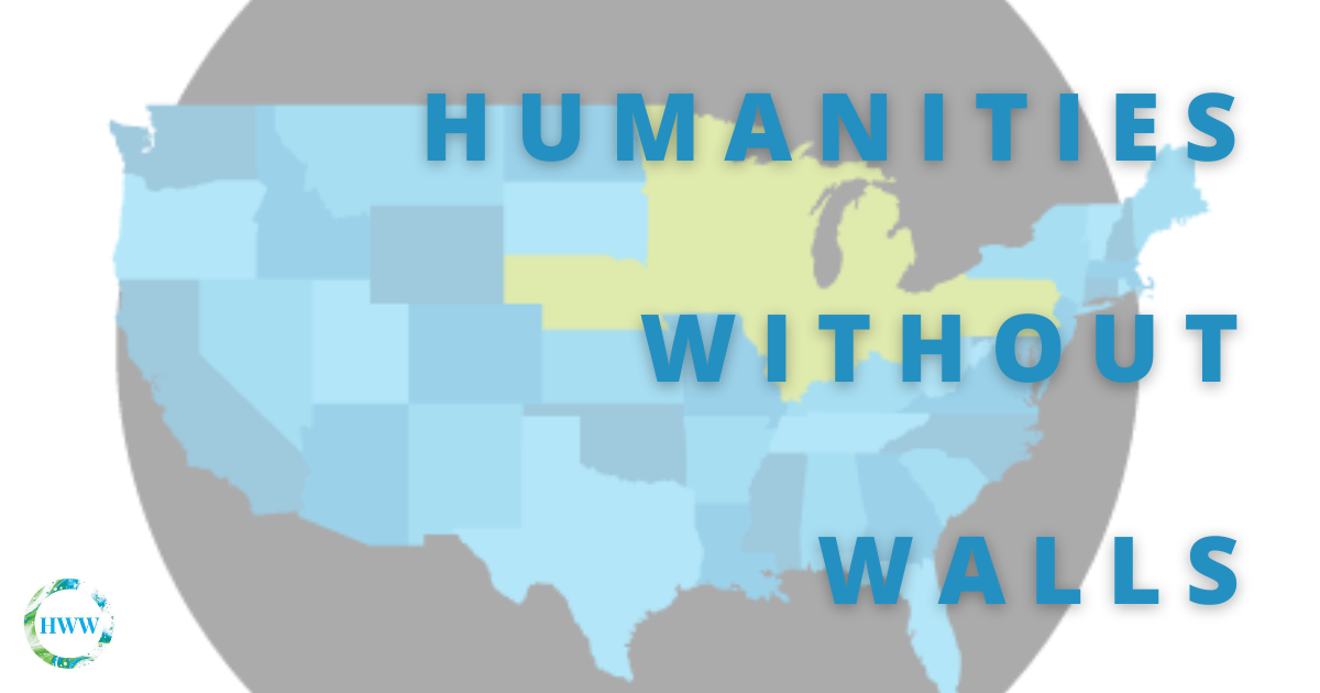 Humanities Without Walls in front of a map of the United States