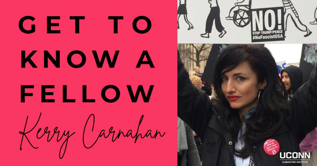 A photograph of Kerry Carnahan and text that reads: Get to know a fellow Kerry Carnahan.