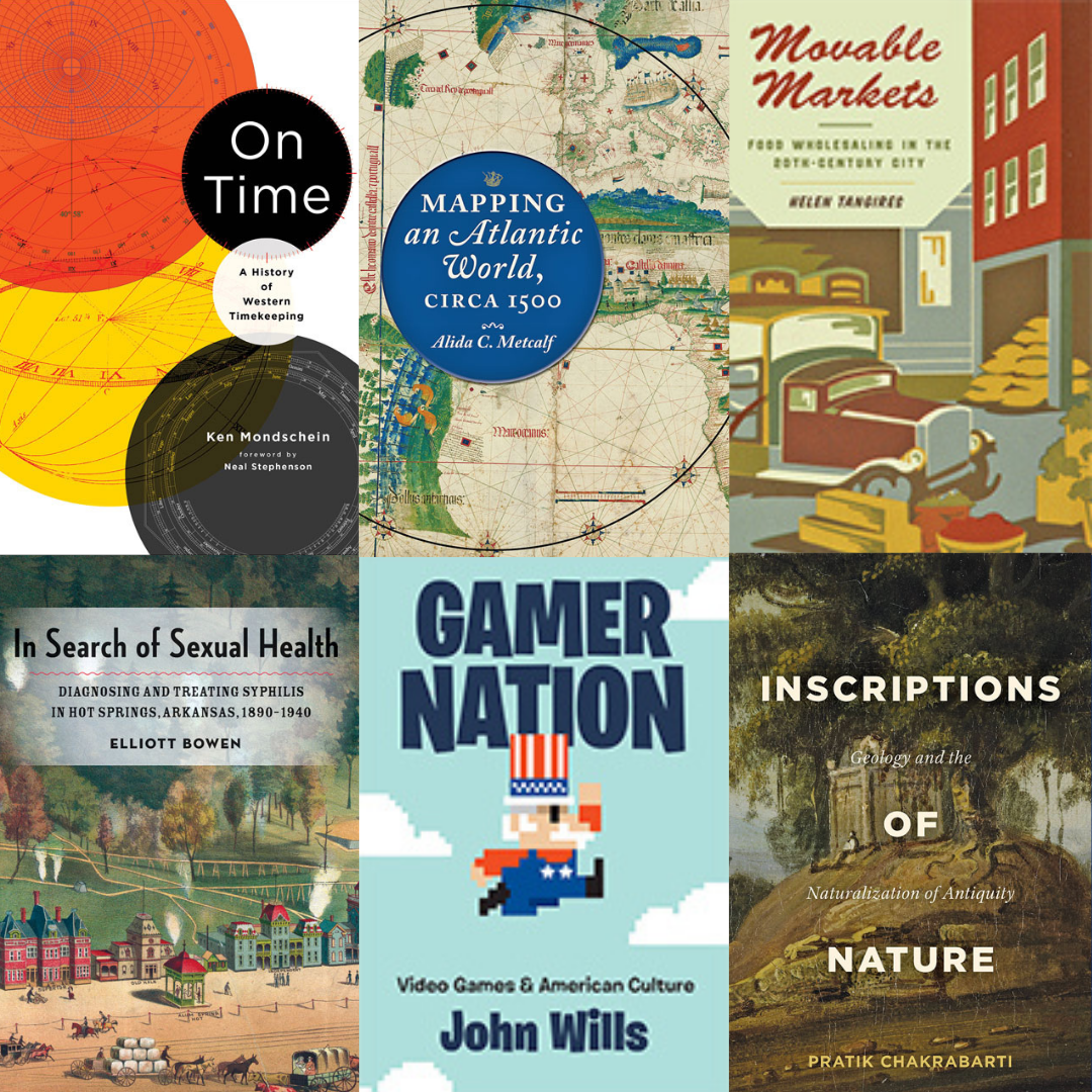 Several books in the history of science and technology edited by Matt McAdam of JHU Press.